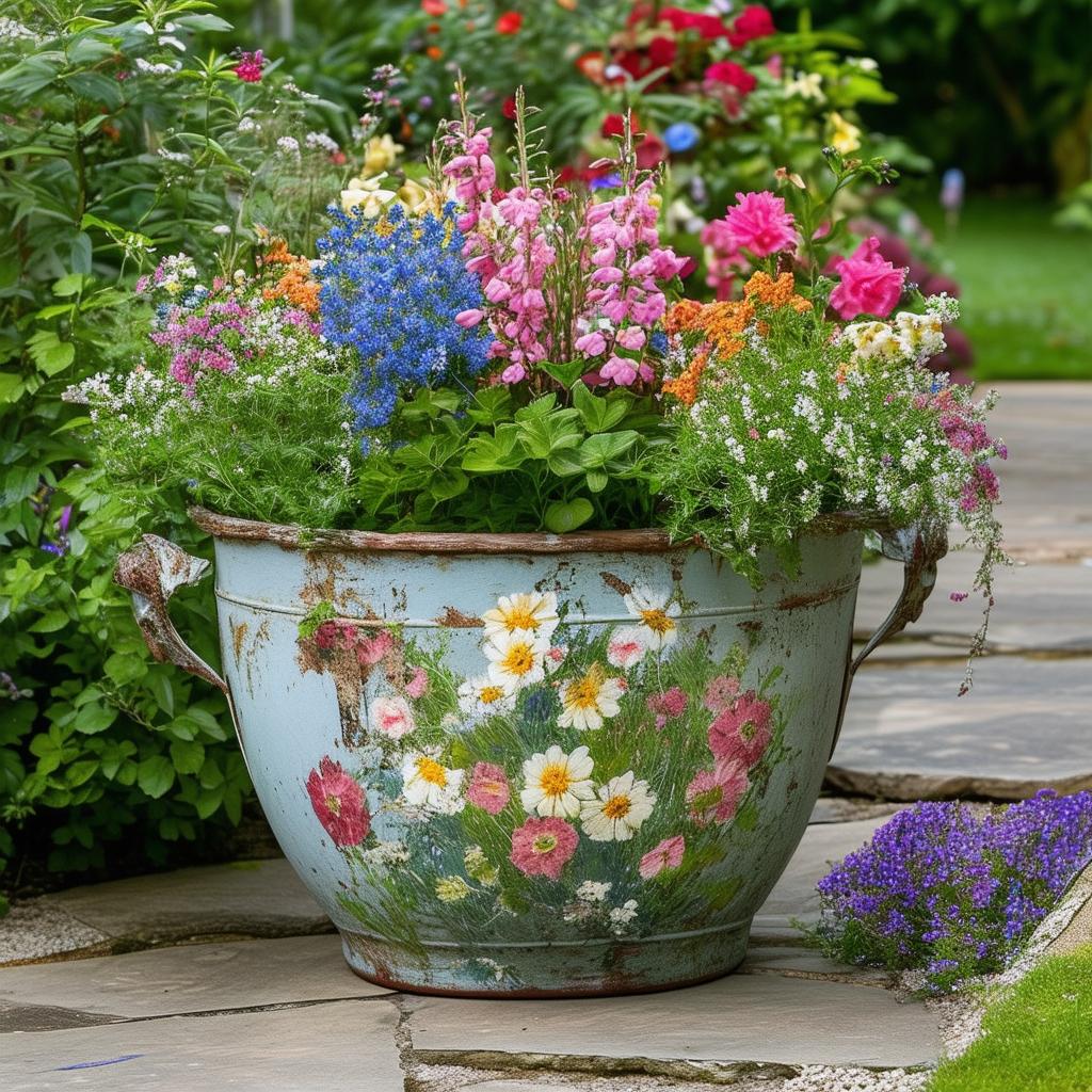 Enchanting English Country Garden Planter Overflowing with Floral Beauty