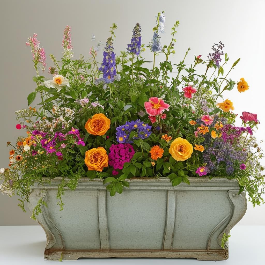 Blossoming Garden Planter: English Country Charm and Floral Abundance