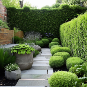 Elegant Sloped Garden Design: Minimalist Hedges and DIY Edging Ideas