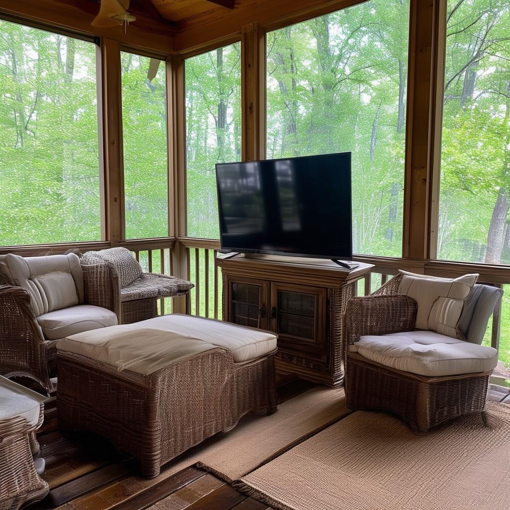 Ultimate Relaxation: A TV-Equipped Haven in Your Cozy Screened-In Porch