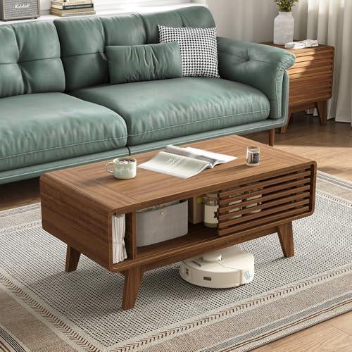 Versatile Lift Top Coffee Table with LED Light & Storage