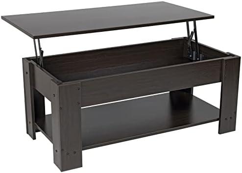 Versatile Lift Top Coffee Table with LED Light & Storage