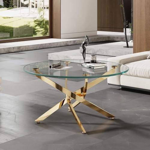 Modern Glam Coffee Table with Mirrored Tray Top & ‌Metal ‌Base